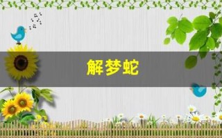 解梦蛇(解梦蛇是什么预兆)